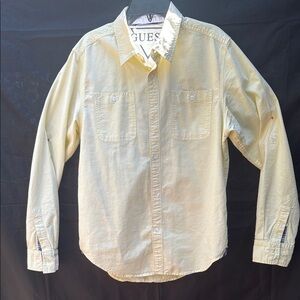 Guess Yellow Casual Button Down Shirt with Textured Fabric